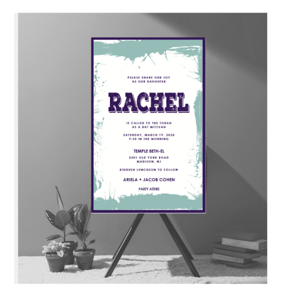 Creative Purple River Abstract Bat Mitzvah Invitation