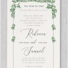 Nestled amidst a breathtaking canopy of lush greenery, these Jewish wedding invitations exude elegance and charm. Delicate leaves adorn the chuppah canopy, infusing the design with a sense of freshness and vitality. Atop the chuppah, the inscription 