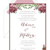 Wine Floral Border Jewish Wedding Invitation