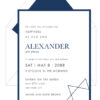 Contemporary Charcoal & Navy Star of David Bar Mitzvah Invitation