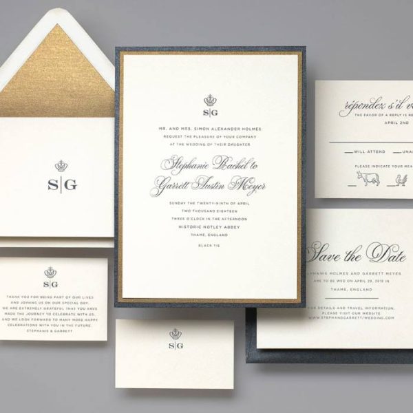 Elegant Dark Smoke and Gold Wedding Invitation