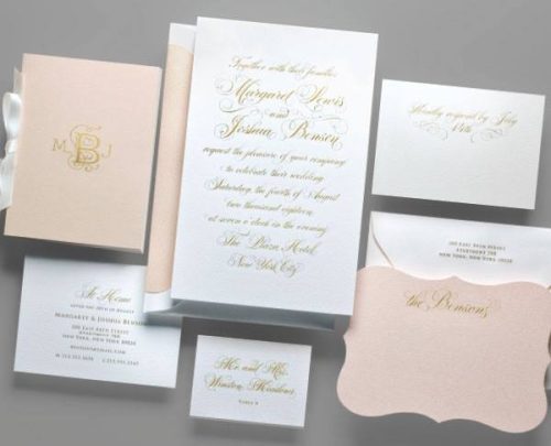 Peach and Pure Gold Wedding Invitation
