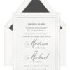 A southern chic wedding invitation with all the trimmings, including an embossed frame and feather deckle edge!