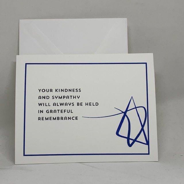 Modern Navy and Charcoal Star of David Condolence Sympathy Greeting Cards with Envelopes