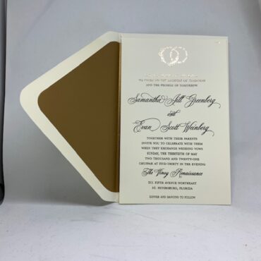Elegant Rose Gold Foil Stamped Wedding Rings - Jewish Wedding Invitation
