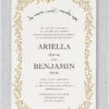 This Organic Chuppah Jewish Wedding Invitation features a gorgeous a beautiful quote in Hebrew text read: “Ani Ledodi V'Dodi Li, or “I am my beloved's and my beloved is mine”. Your names in a unique staggered layout while your remaining details are displayed in a classic sans serif. 