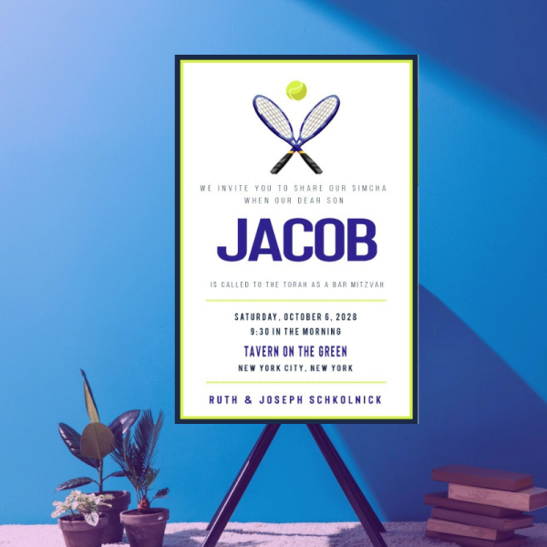 Modern Tennis Bar Mitzvah Invitation