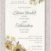This stunning wedding invitation beautifully frames your Jewish wedding details with vibrant sunflowers. Adorned with the heartfelt phrase, 'I am my beloved and my beloved is mine' (Hebrew translation: אני לדודי ודודי לי), this design is thoughtfully crafted for Jewish weddings. The elegant blend of rustic fonts adds a perfect balance of charm and sophistication, making it an unforgettable choice for your special day.