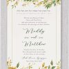 The Autumn leaves frame the top and bottom of the invitation, complementing the theme of the Fall Harvest. The words 