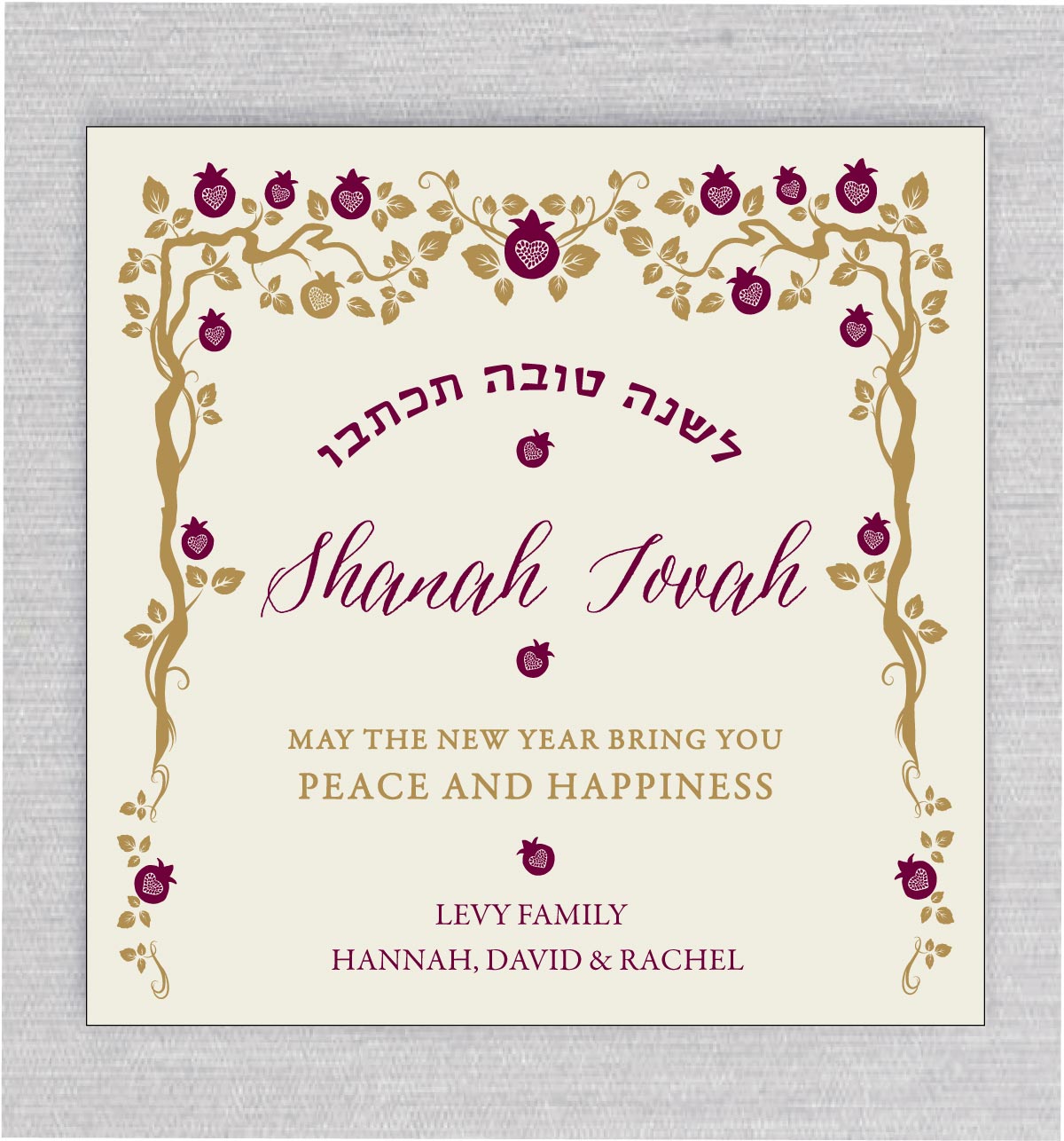Reflect on the past while sending Filled with Peaceful Rosh Hashanah Jewish New Year Card wishes for a peaceful new year with this Rosh Hashanah card.