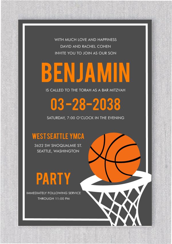 Hoop It Up Bar Mitzvah Invitation