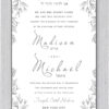 Delicately sketched leaves branches surround your wedding wording, with your names in a stunning pop of font. 