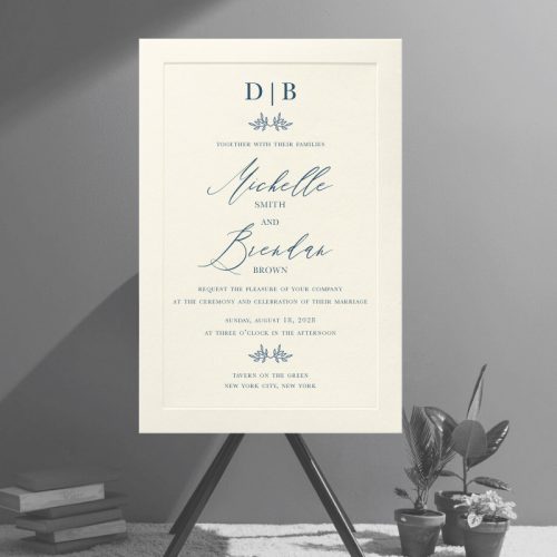 So simple, it's simply perfect. This wedding invitation features one blind embossed border raised up around the couple's wording giving it a stately frame that draws all attention to the couple's names and event details. Upgrade from thermography to foil when personalizing for extra shine!