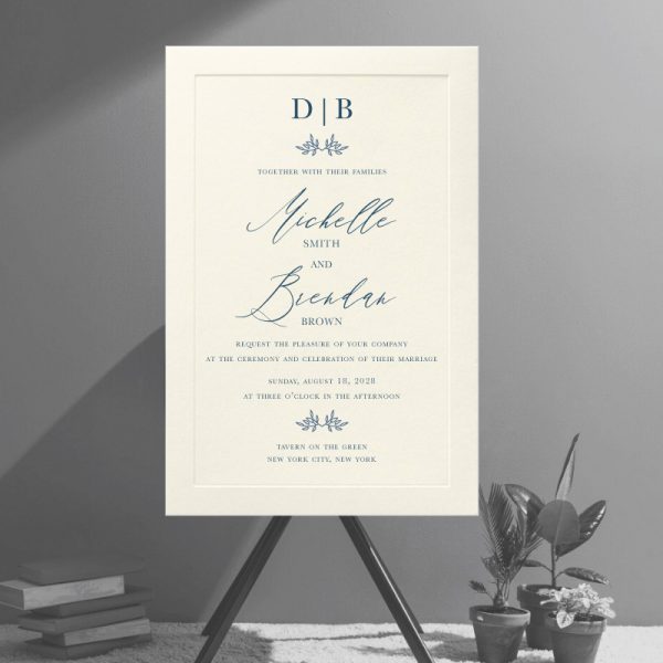 So simple, it's simply perfect. This wedding invitation features one blind embossed border raised up around the couple's wording giving it a stately frame that draws all attention to the couple's names and event details. Upgrade from thermography to foil when personalizing for extra shine!