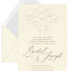 Detailed embossing enhanced with beads of pearl foil recreates the beauty of guipure lace on this elegant wedding invitation. This gorgeous invitation is sure to impress. Product Details Dimensions: 5 3/4