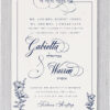 A navy floral sketch appears in delicate detail along the corners of your wedding wording on this garden-inspired Jewish wedding invitation along the heading 