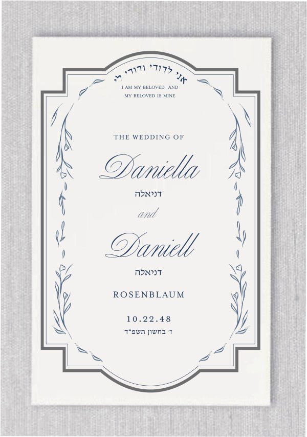 Elevate your wedding ceremony with our bespoke Endless Leaf Border – Jewish Wedding Programs, meticulously crafted to infuse your event with elegance and functionality. Our traditional open-book style not only keeps your wedding details impeccably organized but also ensures your guests can effortlessly follow every moment of your special day.