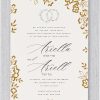Golden Wedding Flowers Jewish Wedding Invitations stand out as a cherished choice for our Jewish celebration. They feature a striking golden border entwined with intricate gold flowers and a symbolic motif of wedding rings, adorned with the words 'Ani Ledodi Vedodi Li' ('I am my beloved's and my beloved is mine') in both English and Hebrew script. This elegant invitation sets the tone for a sophisticated affair, enhanced by delicate leaf motifs in rich gold tones, reminiscent of dark smoke and earthy hues. With elegant fonts showcasing the bride and groom's names in both Hebrew and English, this invitation suite captures the essence of our special day with timeless grace.
