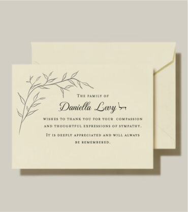 Modern Leaf Jewish Condolence Sympathy Greeting Cards with Envelopes make this expression of gratitude timeless and classic on these elegant cards.