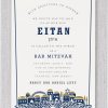 Embark on a journey through tradition with our vibrant Jerusalem border, tailor-made for your Bar Mitzvah celebration. The fusion of modern font elegance with a hint of tradition creates an exquisite harmony. Our invitations boast a sophisticated design that gracefully presents your Mitzvah details, adding a contemporary flair to the timeless ritual. The inclusion of your names in a refined and modern type elevates the overall elegance, ensuring admiration from your esteemed guests.
