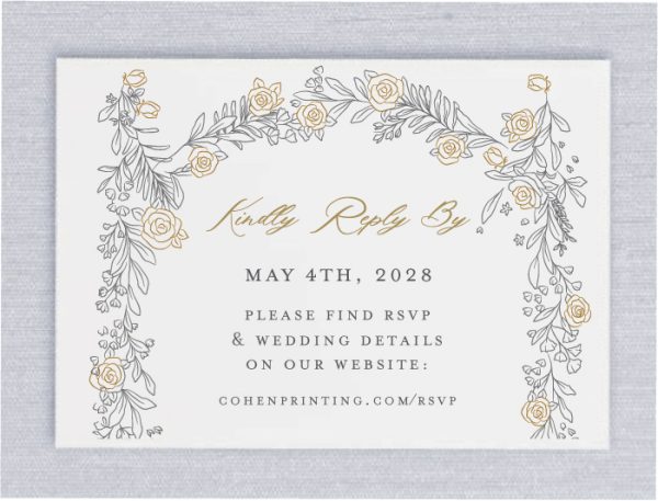 Pretty Gold Roses Chuppah Reception, Details RSVP & Response Cards