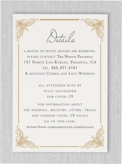 Vintage Antique Gold Frame Jewish Details or RSVP Cards