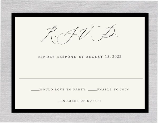 Black Tie Invited - Jewish Details or RSVP Cards is a favorite in our Jewish wedding simple but elegant invitation for black tie Jewish for wedding affair, black and dark smoke border collection. Here, we gave it the “formal affair” treatment, making it the perfect invitation suite for an elegant, contemporary and fancy affair.