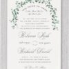 Modern Green Leaf Arch Chuppah - Jewish Wedding Invitations that feature modern and simple greenery branches arch chuppah surrounding your wedding details. Display your names in Hebrew and English in a fancy elegant type Guests will admire your elegant style.