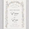 This Pretty Gold Roses Chuppah - Jewish Wedding Save The Date Cards features a gorgeous beautiful quote in Hebrew text read: “ “I am my beloved’s and my beloved is mine”. Your names are in a unique staggered layout while your remaining details are displayed in a classic sans serif.