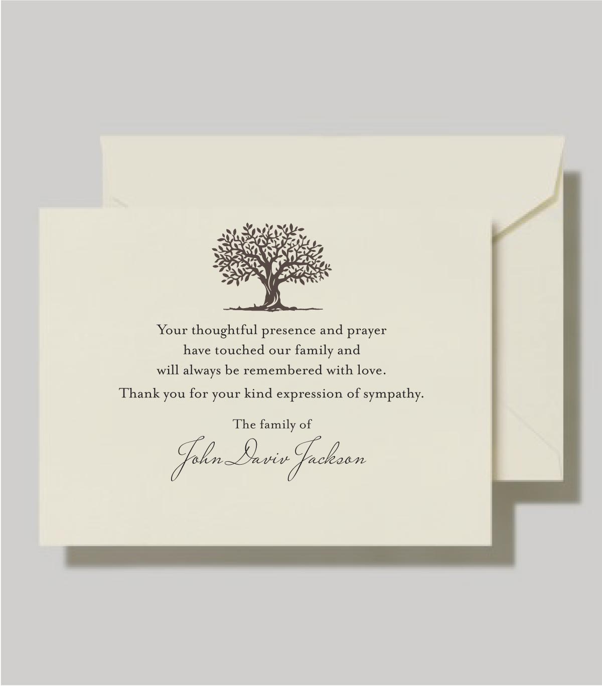 It’s difficult to find the words to thank friends and family members who have offered their support when a loved one passes away. Allow our unique design Modern Tree of Life – Sympathy Condolence Cards note of gratitude there’s plenty of room to express yourself, or simply to sign your name.