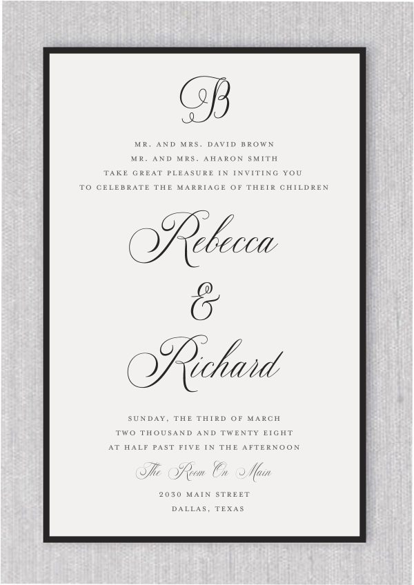 Black Tie Invited – Wedding Invitations is favorite in our New wedding invitation collections, it is simple but elegant invitation for black tie celebration for wedding affair, black and dark smoke border collection. Here, we gave it the “formal affair” treatment, making it the perfect invitation suite for an elegant, contemporary and fancy affair.
