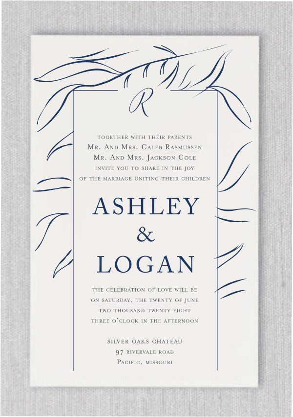 Introducing the Floral Wedding Canopy Wedding Invitations – a beautiful fusion of simplicity and elegance, perfect for your special day. This stunning design features an intricate floral canopy that delicately frames your wedding details, with lush blossoms and graceful leaves creating a romantic and inviting atmosphere. At the top of the canopy, your monogram is elegantly displayed, adding a personalized touch that elevates the invitation to something truly special. The refined, timeless beauty of this design ensures that your invitation stands out with its sophisticated charm, capturing the essence of your wedding day. The floral canopy symbolizes growth and love, making it a meaningful choice for a couple embarking on a new journey together. Your guests will be captivated by the graceful elegance and thoughtful details, setting the tone for a celebration that reflects your impeccable style and love story. This invitation is not just a wedding announcement, but a lasting impression of your taste and the joy to come.