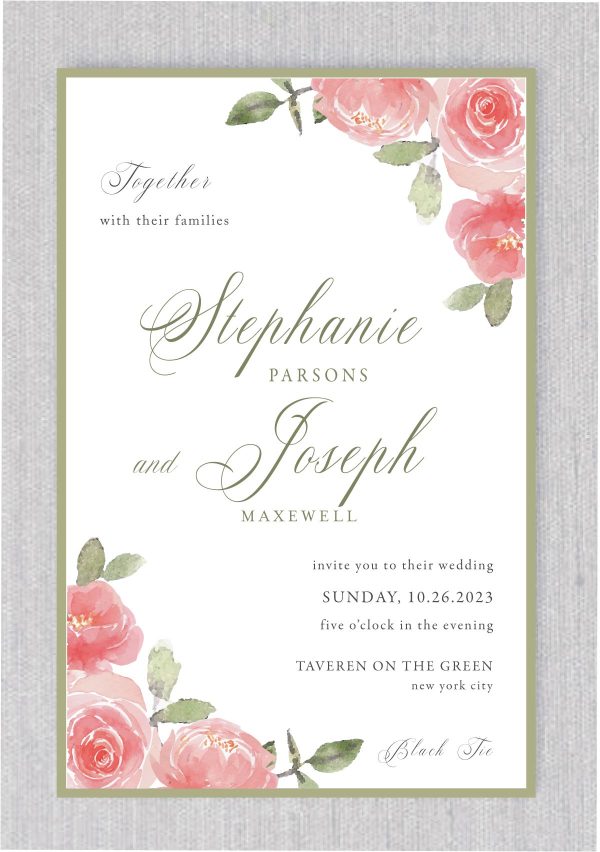 Make a romantic statement with Luxe Watercolor Roses Wedding Invitations. Printed on luxurious paper, this design features soft watercolor roses and delicate leaves, elegantly surrounding a modern mix of typography. Ideal for outdoor celebrations in beautiful gardens or lush backyards, it adds a timeless, enchanting touch to your special day.