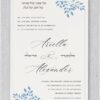 Crafted with Elegance: Our Jewish wedding invitation boasts a charming design, featuring delicate branches in a soothing light blue ink adorning two opposite corners. The names of the bride and groom take center stage in a sophisticated and fancy typeface, complemented by their Hebrew names, thoughtfully designed to match the ornate style. This invitation exudes both romance and tradition, setting the tone for a special celebration.