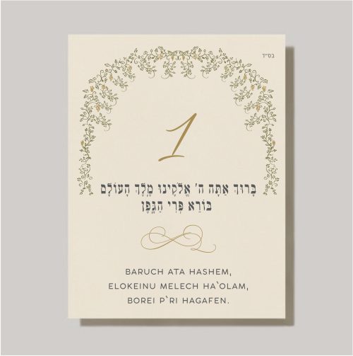 These cards are an absolute must-have for anyone planning a Jewish wedding ceremony. The Sheva Brachot, also known as the Seven Blessings, holds significant meaning and is at the heart of the Chuppah. Our cards beautifully capture the essence of these Lush Cactus Chuppah Leaves - Sheva Brachot / Seven Blessings Cards, making them ideal to give to friends and family members who will be reciting them under the Chuppah. With easy-to-read Hebrew and transliteration English, everyone can easily follow along and fully embrace the meaning behind each blessing.