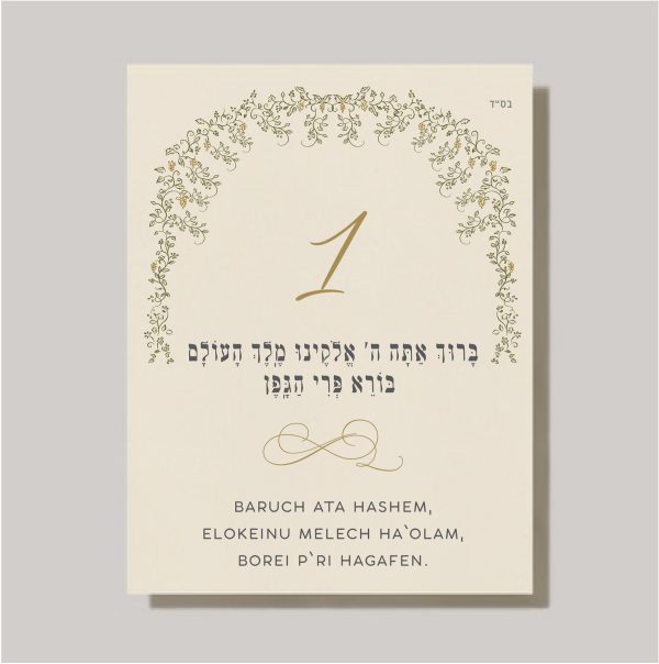 These cards are an absolute must-have for anyone planning a Jewish wedding ceremony. The Sheva Brachot, also known as the Seven Blessings, holds significant meaning and is at the heart of the Chuppah. Our cards beautifully capture the essence of these Lush Cactus Chuppah Leaves - Sheva Brachot / Seven Blessings Cards, making them ideal to give to friends and family members who will be reciting them under the Chuppah. With easy-to-read Hebrew and transliteration English, everyone can easily follow along and fully embrace the meaning behind each blessing.
