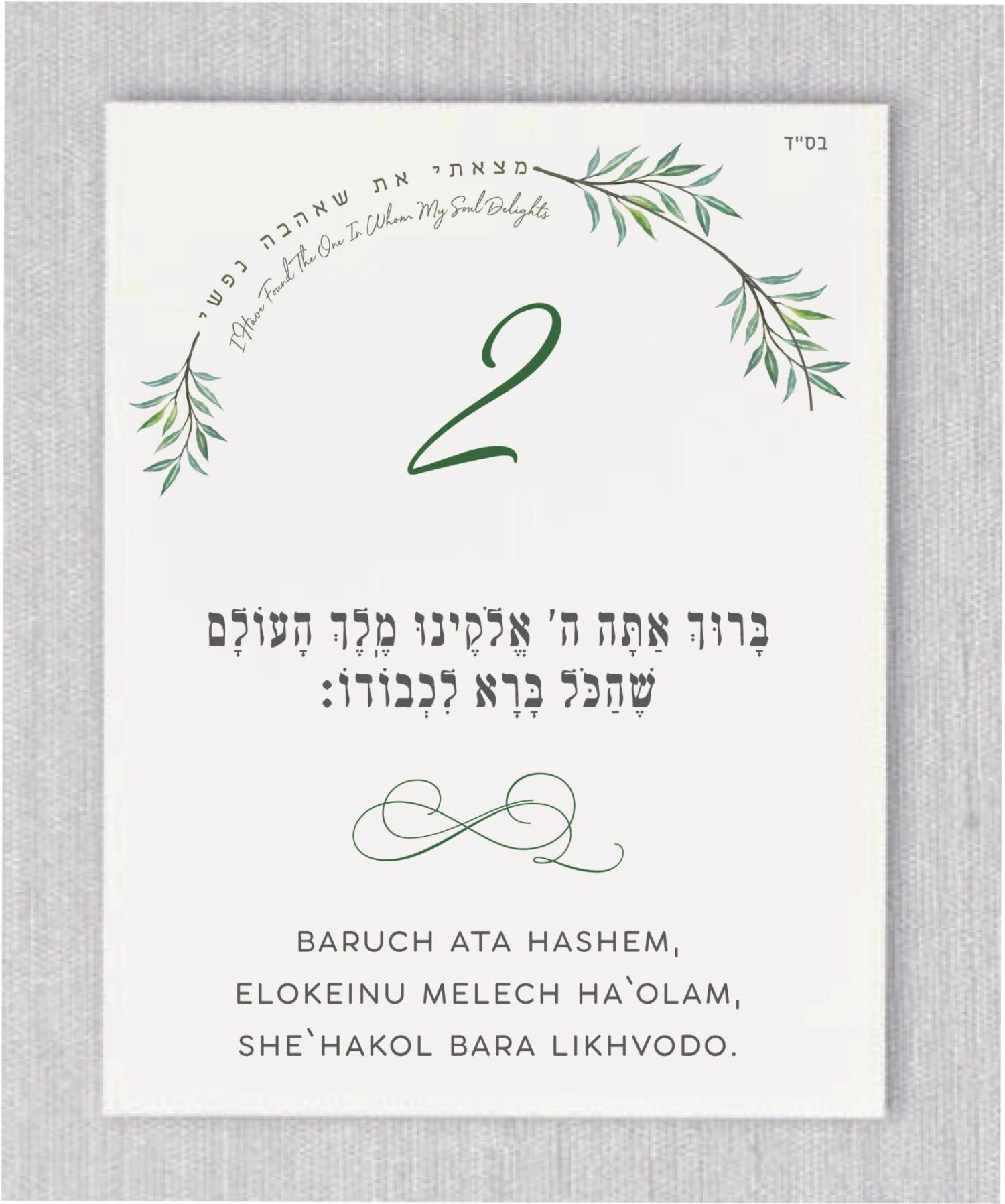 These cards are an absolute must-have for anyone planning a Jewish wedding ceremony. The Sheva Brachot, also known as the Seven Blessings, holds significant meaning and is at the heart of the Chuppah. Our cards beautifully capture the essence of these Modern Greenery Chuppah - Sheva Brachot / Seven Blessings Cards, making them ideal to give to friends and family members who will be reciting them under the Chuppah. With easy-to-read Hebrew and transliteration English, everyone can easily follow along and fully embrace the meaning behind each blessing.