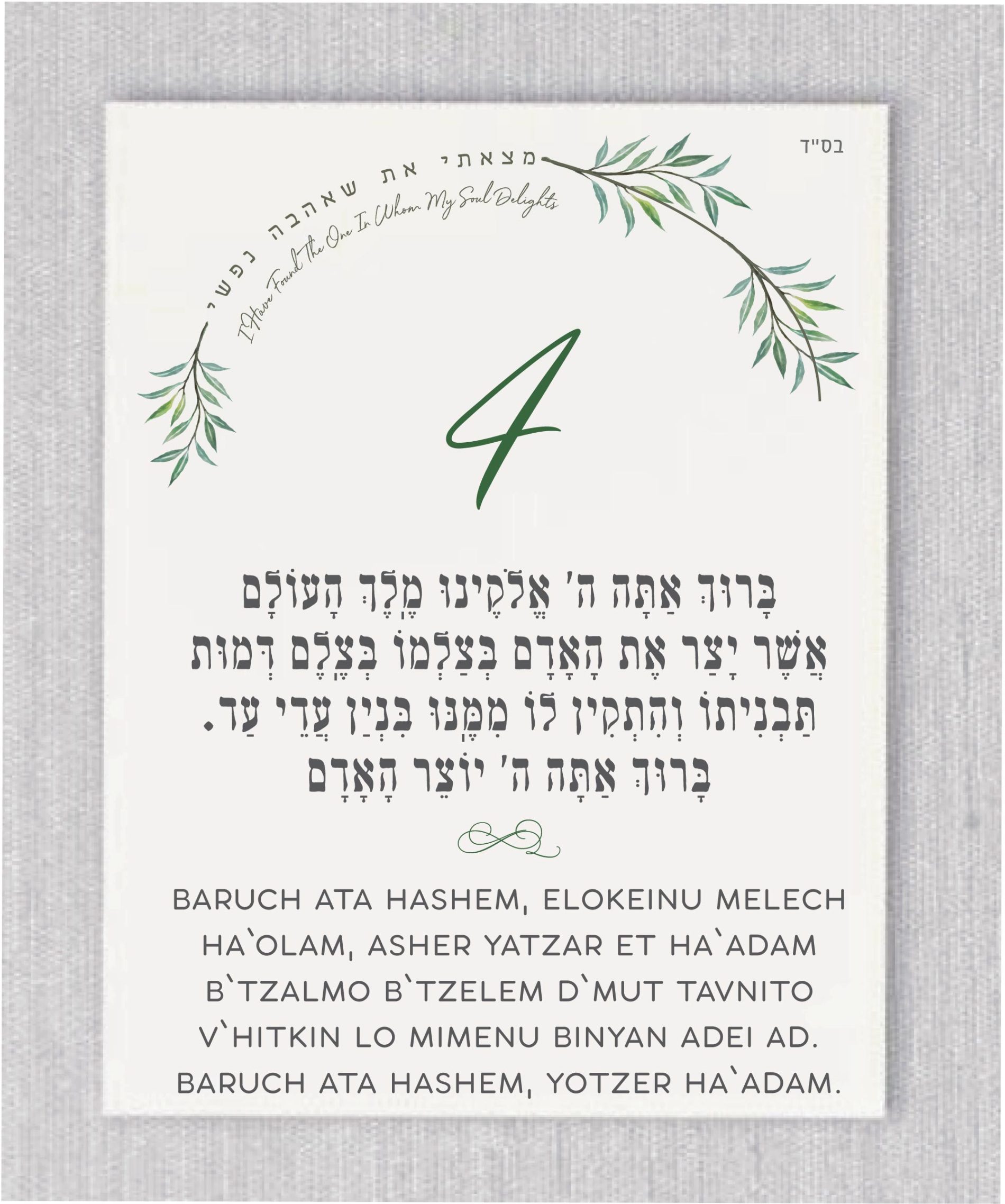 Modern Greenery Chuppah Sheva Brachot / Seven Blessings Cards | Cohen ...