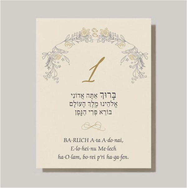 We are introducing our new Sheva Brachot (The Seven Blessings) cards! The Pretty Gold Roses Chuppah - Sheva Brachot / Seven Blessings cards are an absolute must-have for anyone planning a Jewish wedding ceremony. The Sheva Brachot, also known as the Seven Blessings, holds significant meaning and is at the heart of the Chuppah. Our cards beautifully capture the essence of these Wedding Wishes - Sheva Brachot/Seven Blessings Jewish Wedding blessing, making them ideal to give to friends and family members who will be reciting them under the Chuppah. With easy-to-read Hebrew and transliteration English, everyone can easily follow along and fully embrace the meaning behind each blessing.