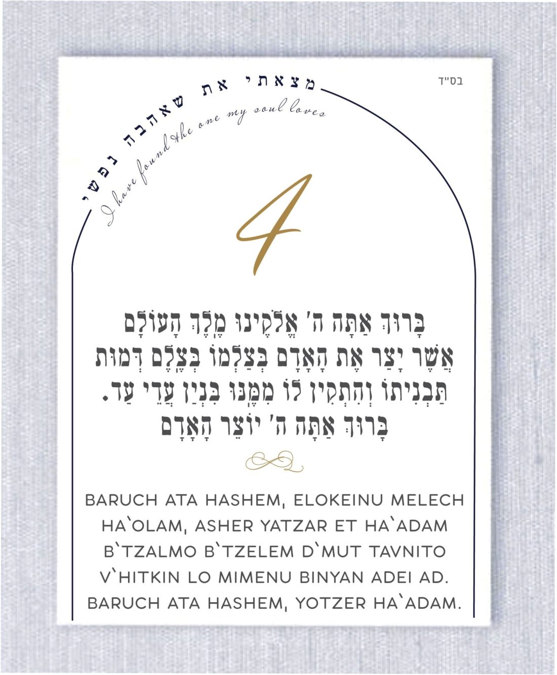 These cards are an absolute must-have for anyone planning a Jewish wedding ceremony. The Sheva Brachot, also known as the Seven Blessings, holds significant meaning and is at the heart of the Chuppah. Our cards beautifully capture the essence of these Wedding Wishes - Sheva Brachot / Seven Blessings Jewish Wedding blessing, making them ideal to give to friends and family members who will be reciting them under the Chuppah. With easy-to-read Hebrew and transliteration English, everyone can easily follow along and fully embrace the meaning behind each blessing.