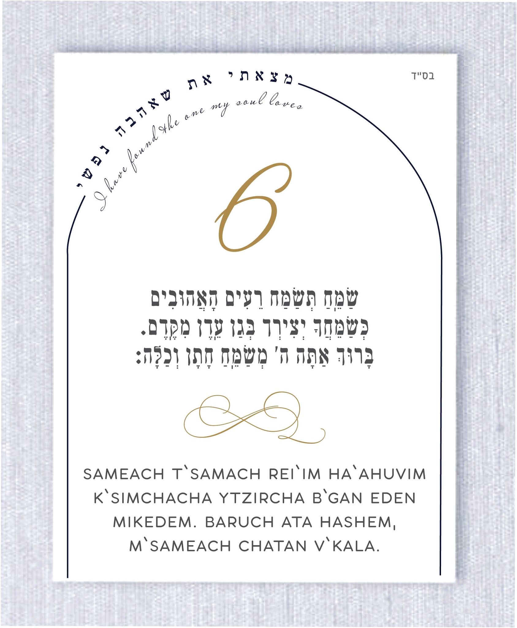 Simple Chuppah Sheva Brachot / Seven Blessings | Cohen Printing And ...