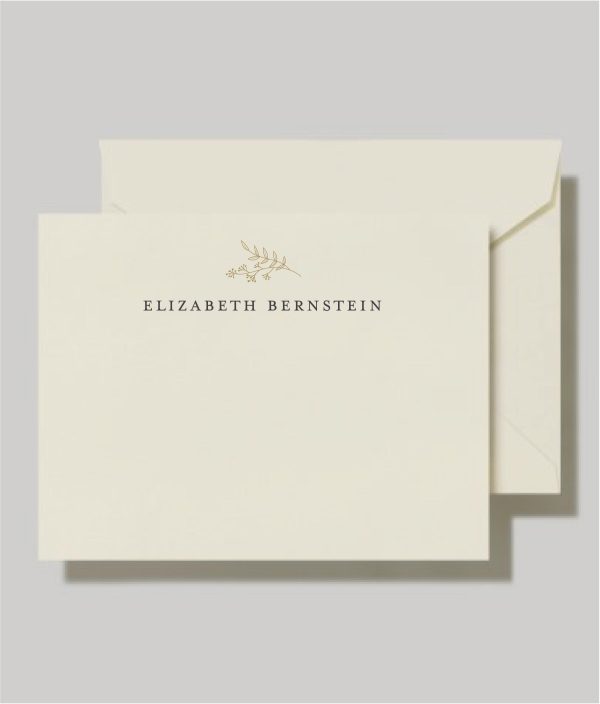 Embrace Timeless Elegance with Our Perfectly Simple Thank You Cards, featuring a meticulously crafted motif of clean, neat leaves adorning the top of the card, complemented by serif fonts for the names. Printed on 130lb cardstock and paired with 80lb envelopes, these cards exude sophistication. Add an extra touch of beauty by opting for antique gold or black liners, creating a stunning note set. Sized at 5.5 x 4.25 inches for the flat card and euro flap envelopes.