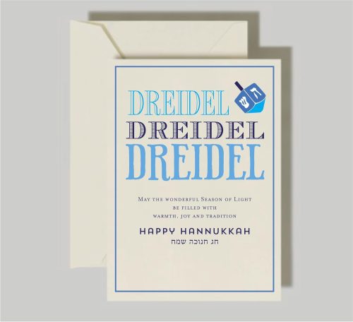 Celebrate the Hanukkah with our 5 Hanukkah Greeting Cards Dreidel, Dreidel Dreidel, Immerse yourself in the joyful spirit of Chanukkah with our enchanting Chanukkah greeting cards that come in a pack of 5 hanukkah greeting cards. Crafted with care, this unique card showcases, radiating in vibrant shades.
