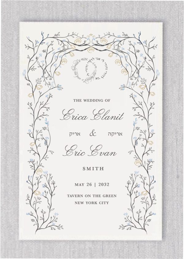 Golden Chuppah Jewish Wedding Programs meticulously crafted to infuse your event with elegance and functionality. Our traditional open-book style not only keeps your wedding details impeccably organized but also ensures your guests can effortlessly follow every moment of your special day.