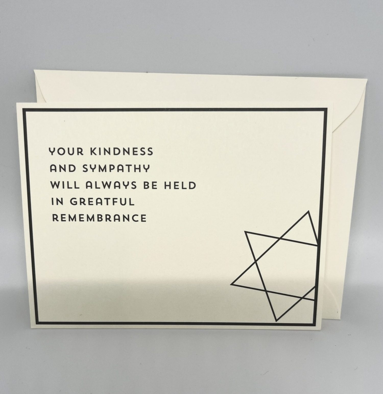 This gorgeous Modern Star of David Sympathy Jewish card and envelopes are also known as Modern Star of David condolence thank you cards with envelopes offer condolence cards with envelopes a ray of light to those who need a bit of support during a very difficult time.
