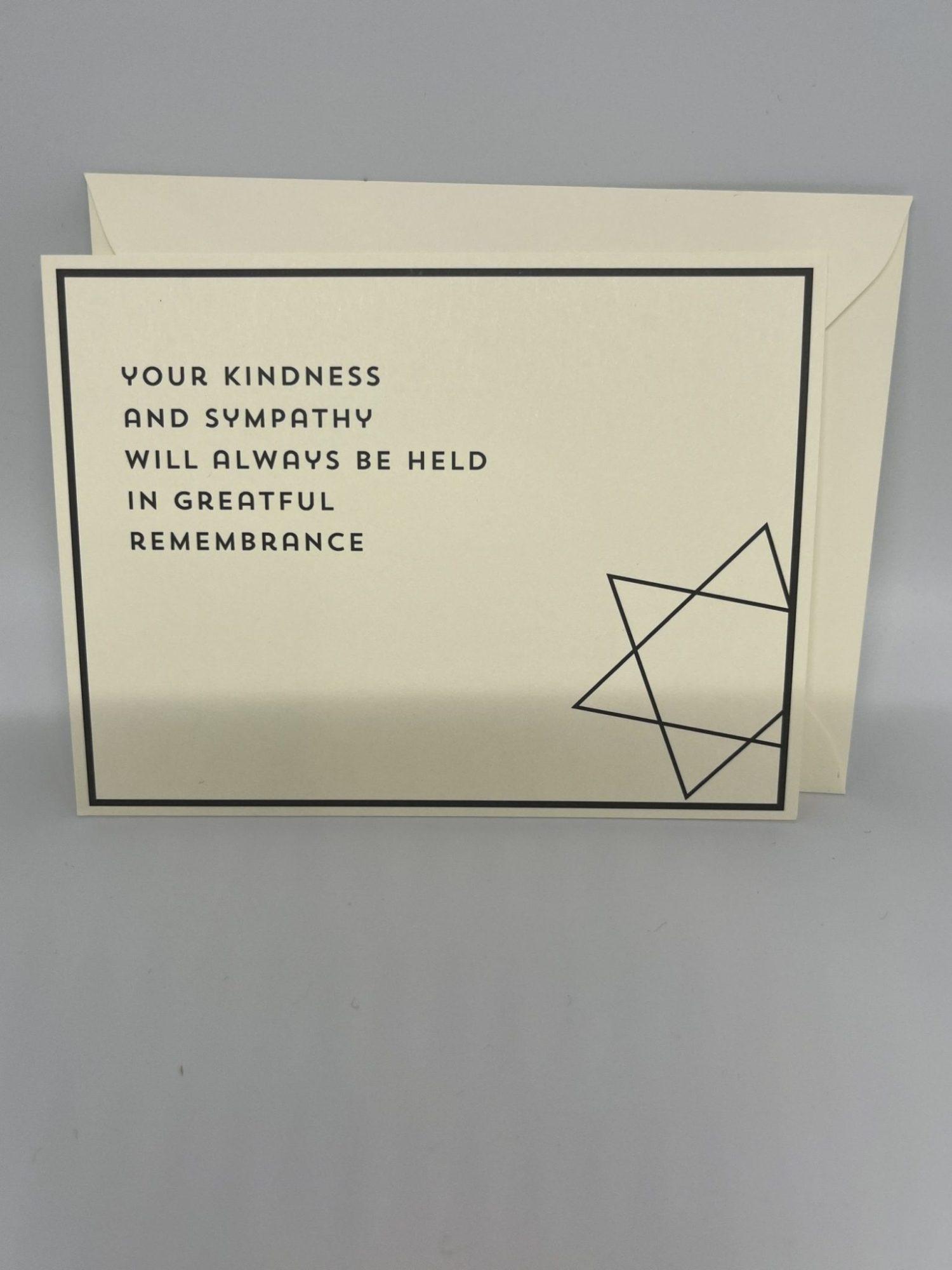 This gorgeous Modern Star of David Sympathy Jewish card and envelopes are also known as Modern Star of David condolence thank you cards with envelopes offer condolence cards with envelopes a ray of light to those who need a bit of support during a very difficult time.