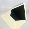 Enhance your invitations with our custom hand-lined envelopes in stunning colors. Our LUX Lined envelopes come in Antique Gold, Dark Smoke, Navy, Wine, and Black, with the elegant lining extending from the flap to the bottom. For an extra touch of sophistication and convenience, consider adding personalized printing for both your return address and your guests’ addresses. It’s a thoughtful detail that not only elevates the presentation but also saves you time.