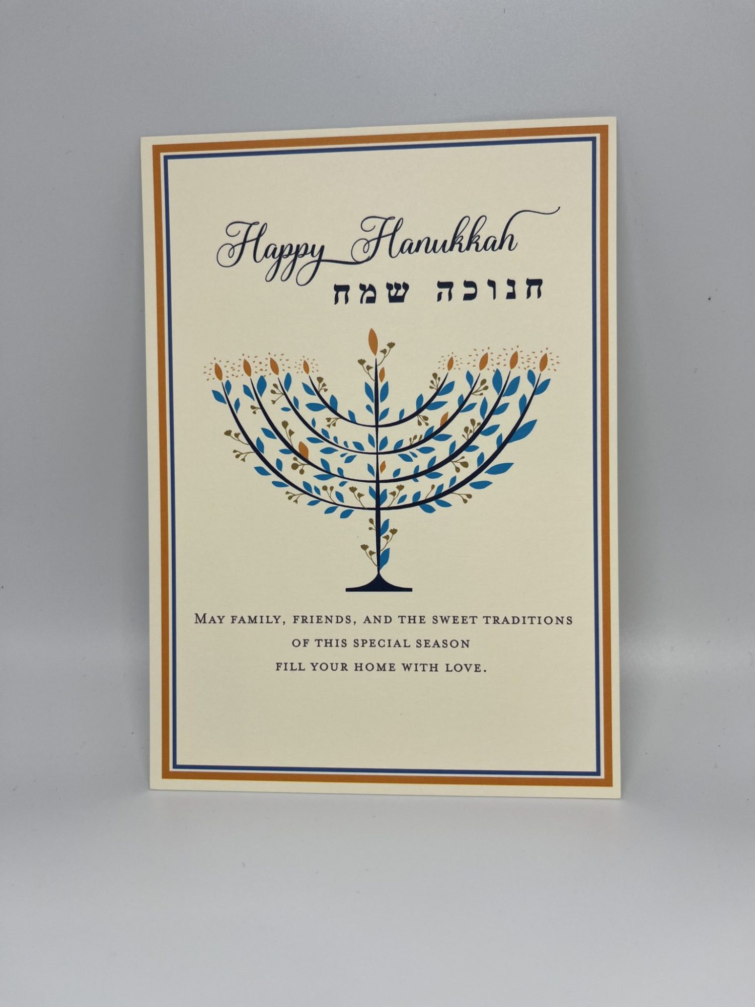 Immerse yourself in the joyful spirit of Hanukkah with our bulk Hanukkah cards. Our hanukkah cards pack includes beautifully designed A7-sized cards (5″ x 7″ flat card) that offer ample space for Hanukkah cards personalized. This pack includes 5 cards and 5 matching envelopes. Each card offers ample space for writing and signing, making it easy to convey your message. When you send our cards, your friends will immediately notice the difference. Crafted from high-quality paper and featuring exquisite printing, these are anything but generic greeting cards.