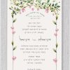 Presenting the Chuppah in Bloom Hebrew wedding invitation, a unique design that elegantly features the timeless phrase, “I found the one my soul loves,” in both Hebrew and English within a graceful arch. This stunning design is accentuated by a Chuppah adorned with delicate watercolor flowers and leaves, symbolizing the sacred spirit of the Chuppah ceremony.