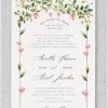 Presenting the Chuppah in Bloom Jewish wedding invitation, a unique design that elegantly features the timeless phrase, “I found the one my soul loves,” in both Hebrew and English within a graceful arch. This stunning design is accentuated by a Chuppah adorned with delicate watercolor flowers and leaves, symbolizing the sacred spirit of the Chuppah ceremony. Perfect for modern couples, this invitation beautifully merges tradition with contemporary artistry. The flowing script highlights the essential wedding details with sophisticated simplicity. The couple's Hebrew names, thoughtfully integrated with the elegant English text, add a personal touch, making this invitation the perfect choice for a meaningful and memorable Jewish celebration.